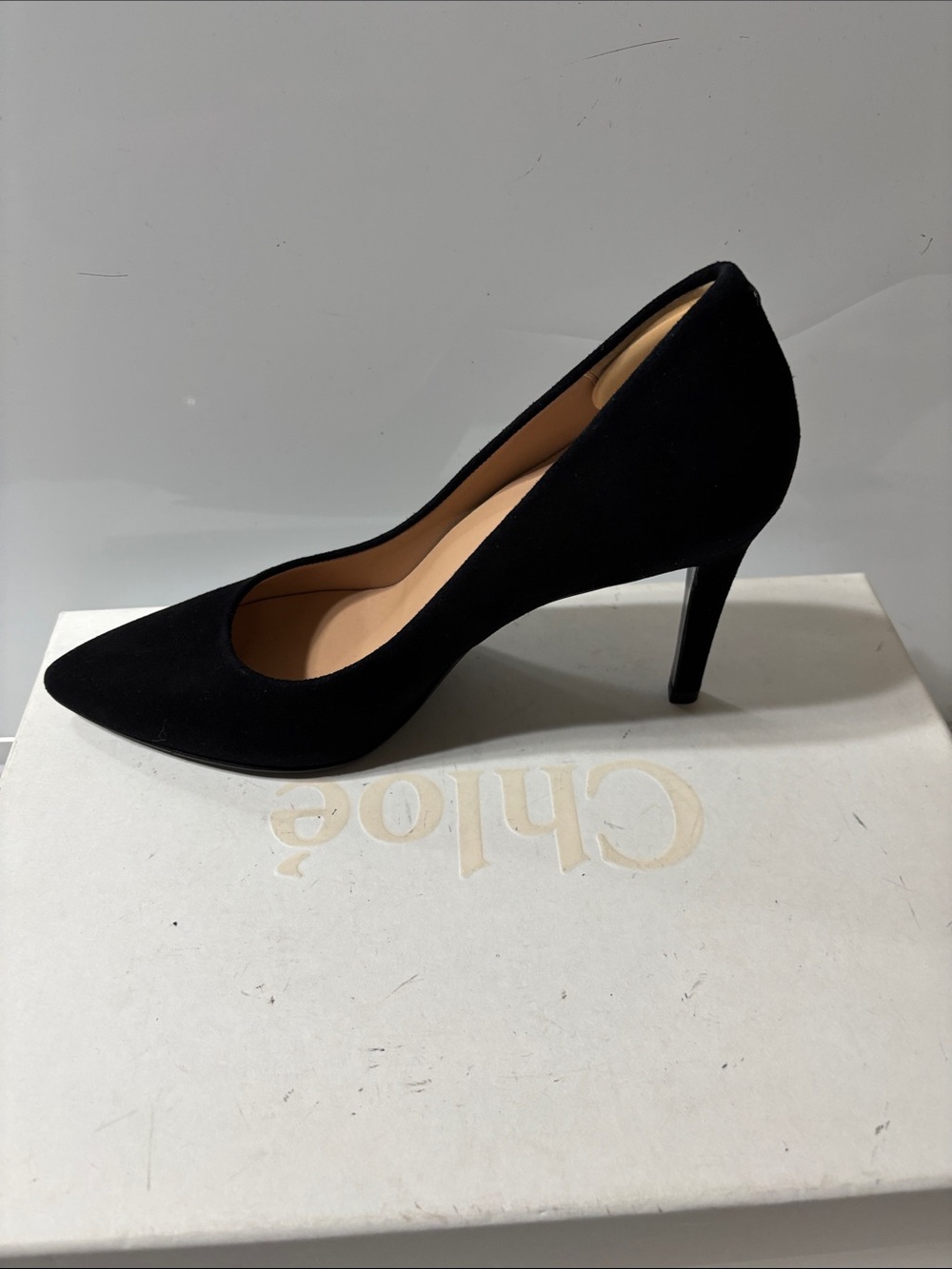 Inez Lola Black Pointed Suede Pumps with leather sole. Made in Spain. NWOT - Picture 4 of 10